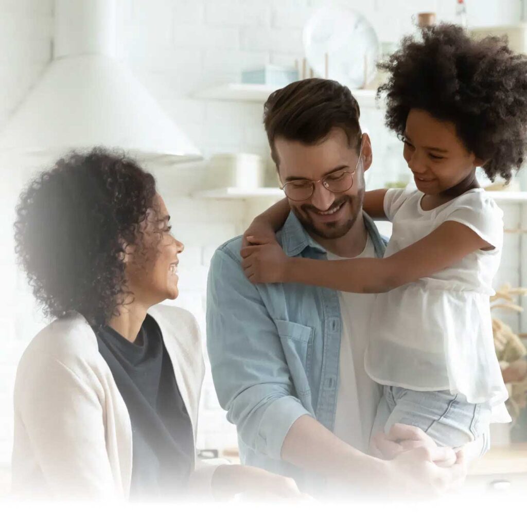 Woman, man and child family