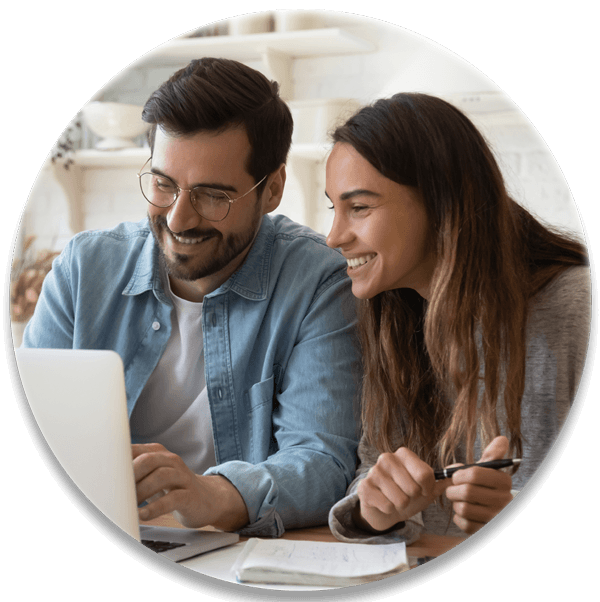 Couple looking at laptop
